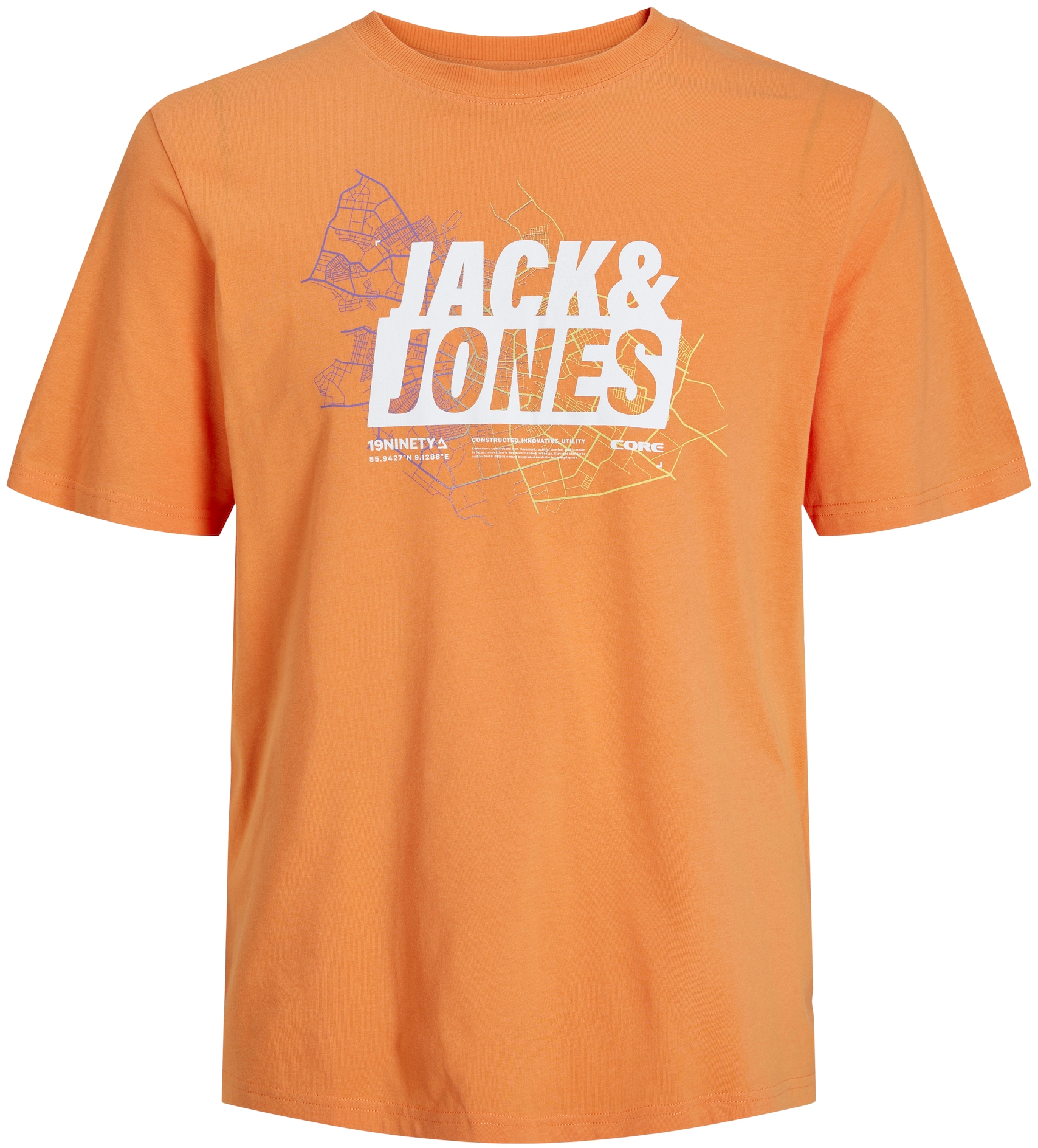 Jack&Jones Pánske tričko JCOMAP Regular Fit 12252376 Tangerine L