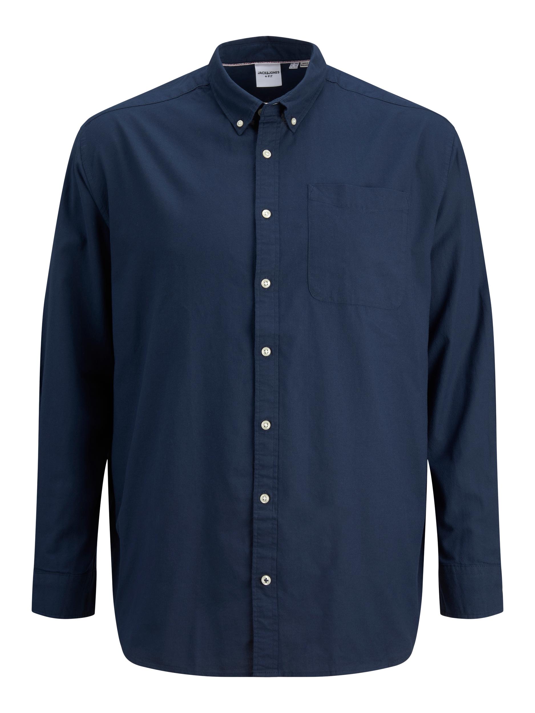 Jack&Jones PLUS Pánská košile JJEOXFORD Slim Fit 12190444 Navy Blazer 5XL