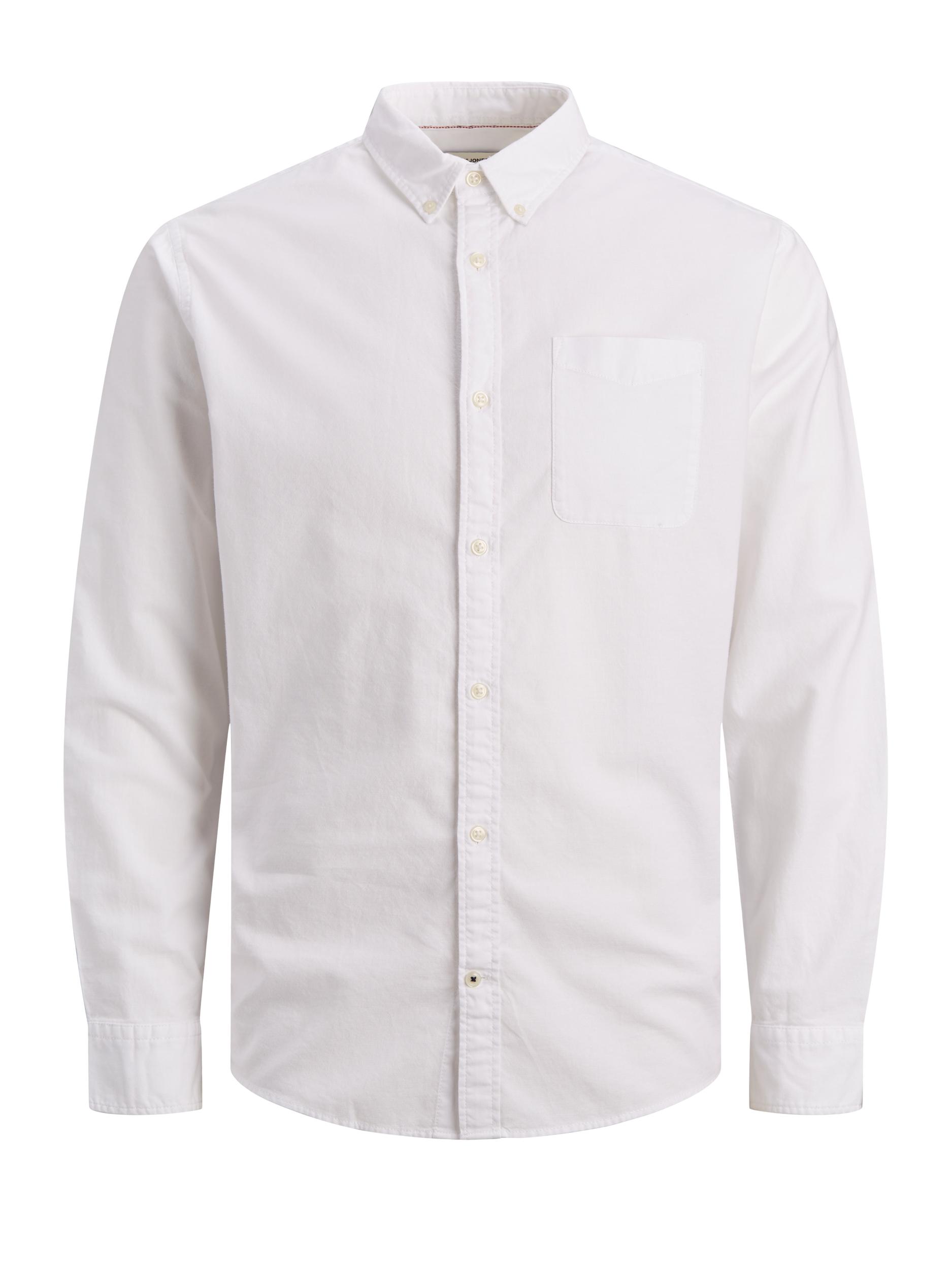 Jack&Jones PLUS Pánská košile JJEOXFORD Slim Fit 12190444 White PLUS SIZE 4XL