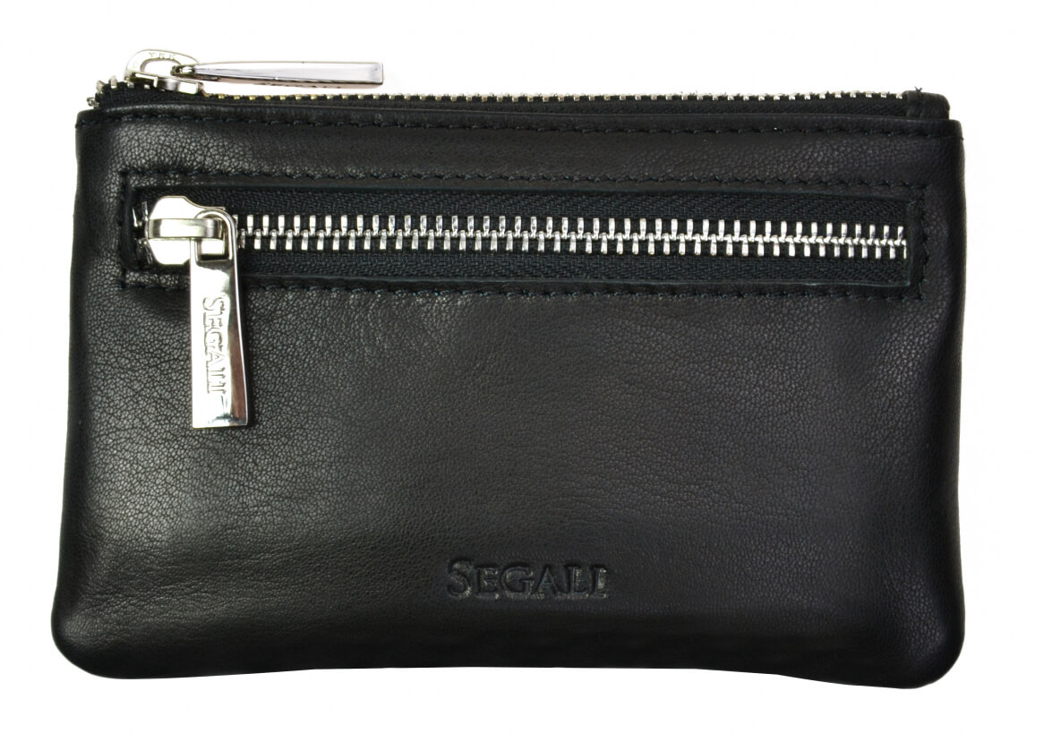 SEGALI Kožená mini peněženka-klíčenka 7291 A black