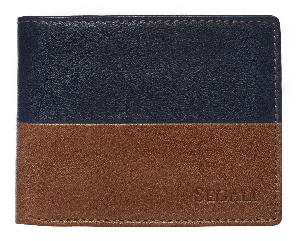 SEGALI Pánska kožená peňaženka 80892 cognac/ blue