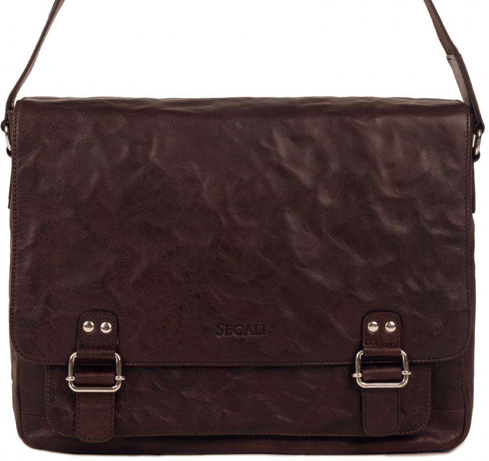 SEGALI Pánska kožená taška na notebook 6135 Brown