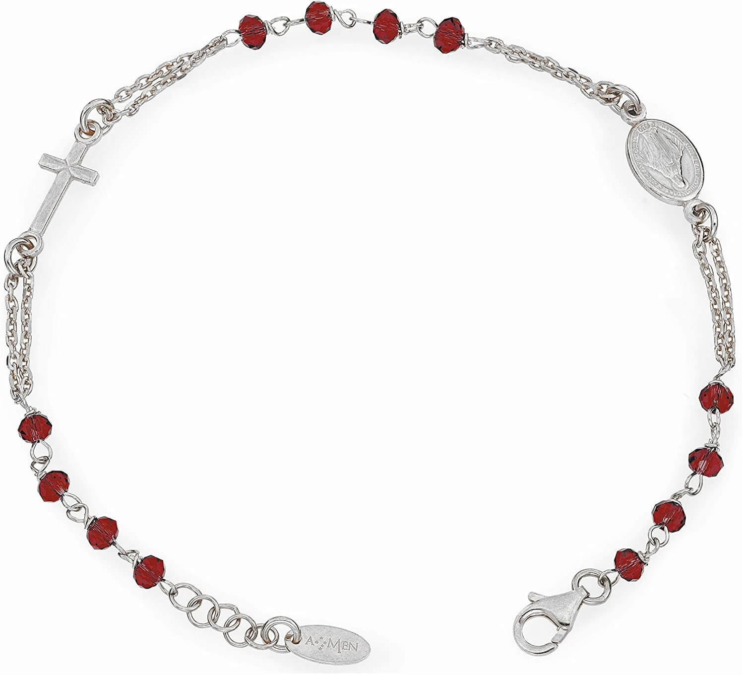 Amen -  Elegantní stříbrný náramek s krystaly Rosary BROBR3