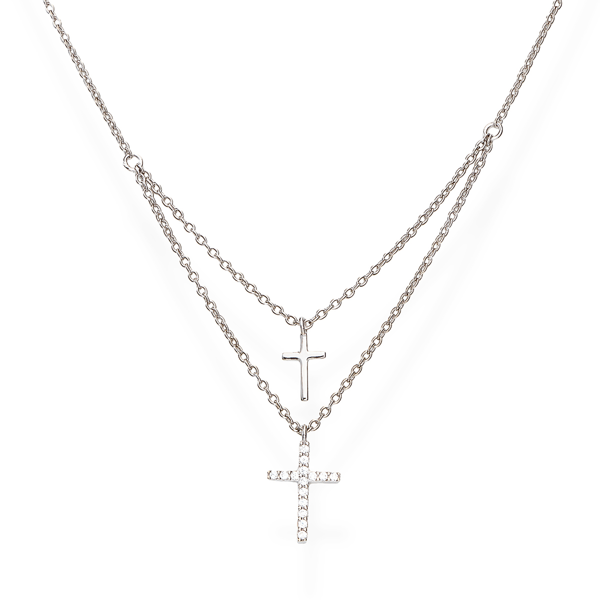 Amen -  Jemný stříbrný náhrdelník s křížky CL2CROSSBBZ