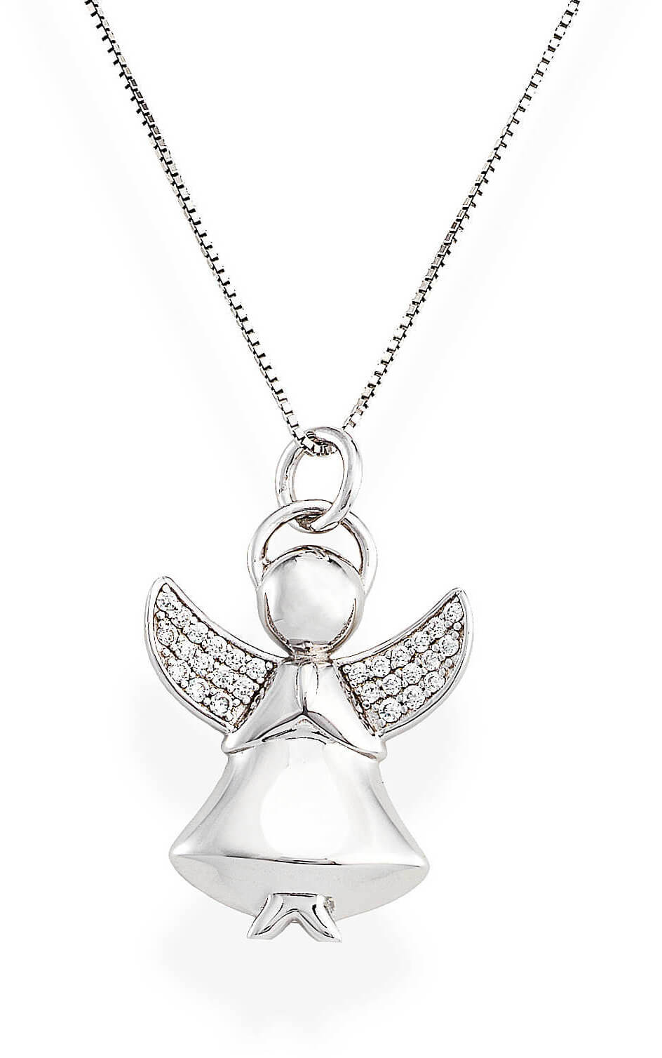 Amen -  Jemný stříbrný náhrdelník se zirkony Angels A2BB (řetízek, přívěsek)