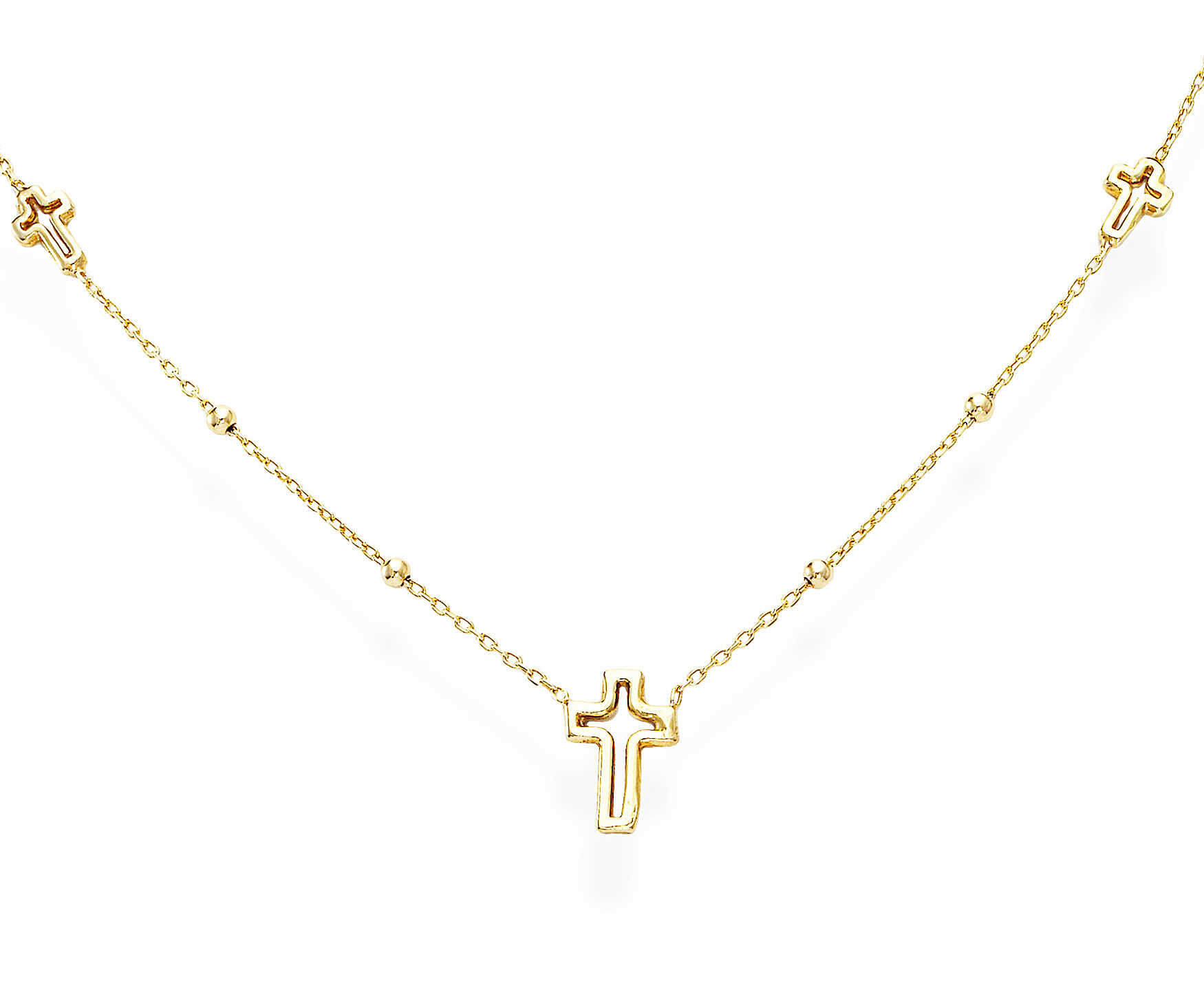 Amen Nadčasový pozlátený náhrdelník s krížikmi Pray, Love CLCRG3