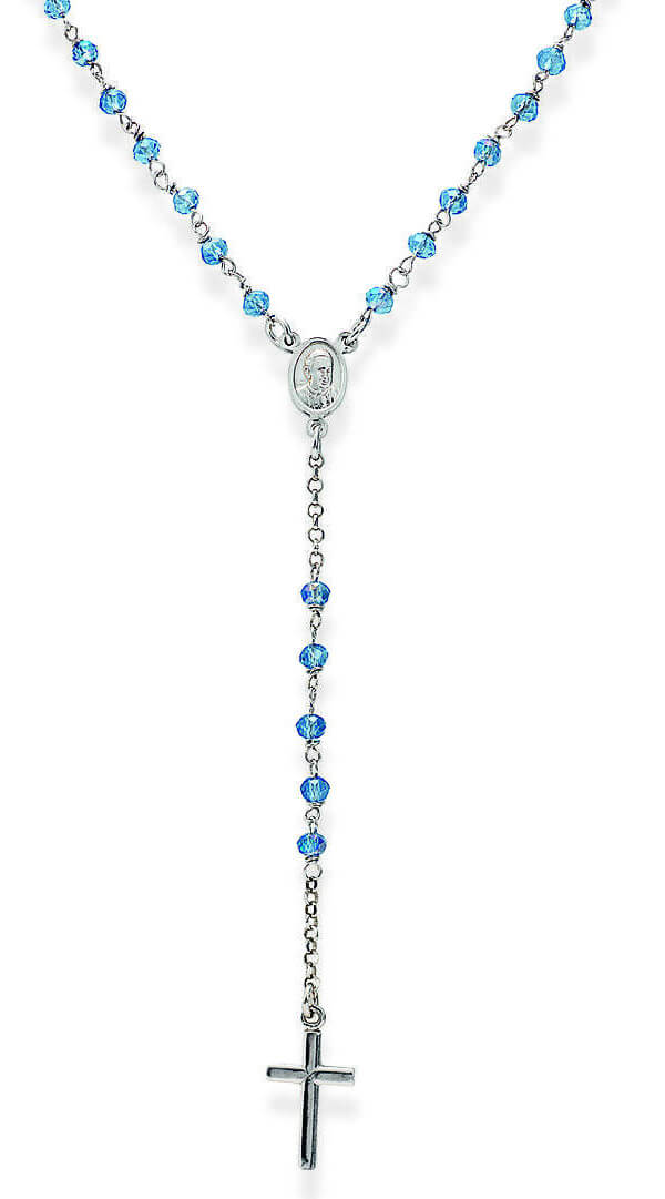Amen Originální stříbrný náhrdelník Sky Blue Crystal CROBC4