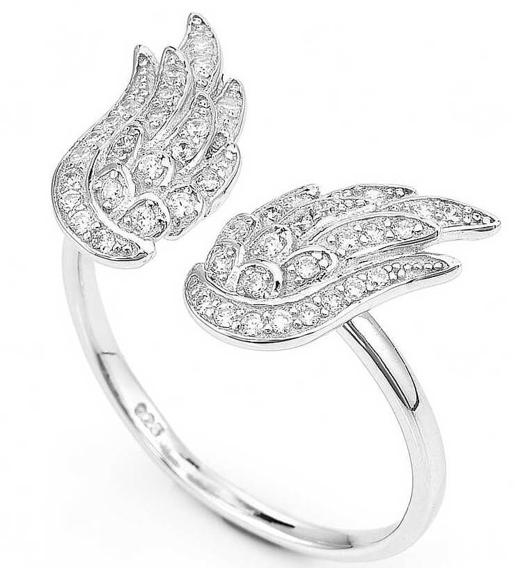Amen -  Originální stříbrný prsten se zirkony Angels RW 51 mm