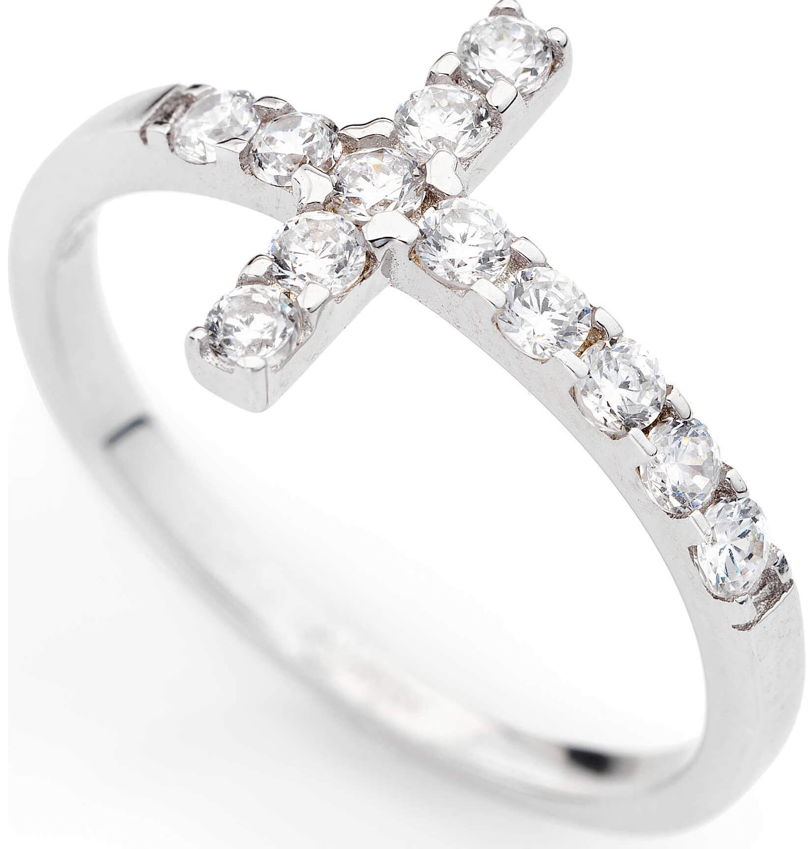 Amen -  Originální stříbrný prsten se zirkony Rosary ACOBB 52 mm