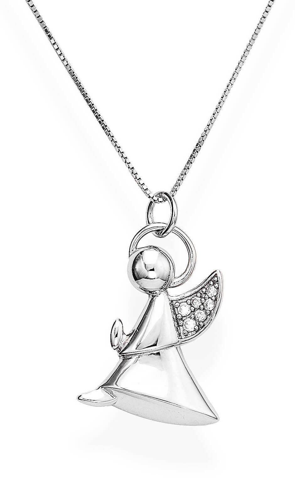 Amen Pôvabný strieborný náhrdelník so zirkónmi Angels A5BB (retiazka, prívesok)