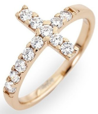 Amen -  Růžově pozlacený stříbrný prsten se zirkony Rosary ACORB 52 mm