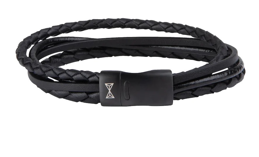 AZE Jewels Nadčasový náramok z čiernej kože Iron Four String Black-on-Black AZ-BL003-C 24 cm - XXL