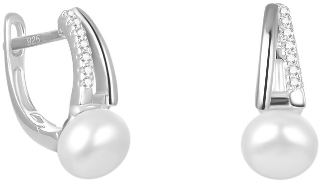 Beneto -  Elegantní stříbrné náušnice s pravou sladkovodní perlou AGUC2262P