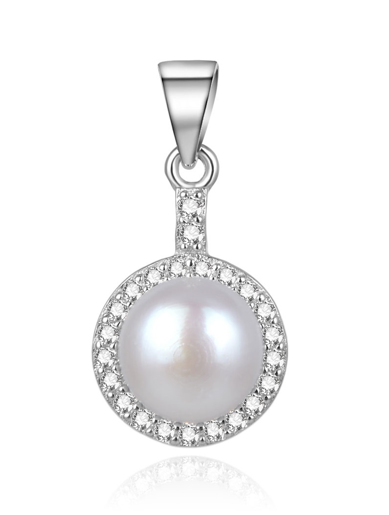 Beneto -  Elegantní stříbrný přívěsek s říční perlou AGH155P
