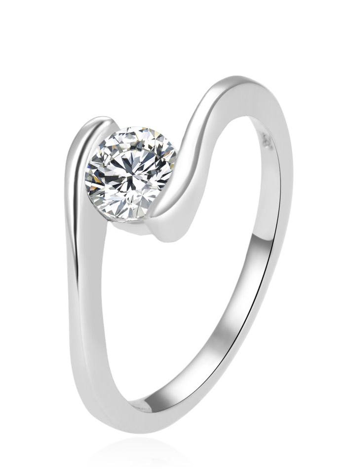 Beneto Elegantní stříbrný prsten s čirým zirkonem AGG367 52 mm