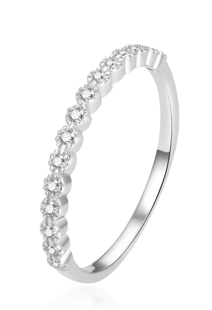 Beneto Jemný stříbrný prsten se zirkony AGG362 60 mm