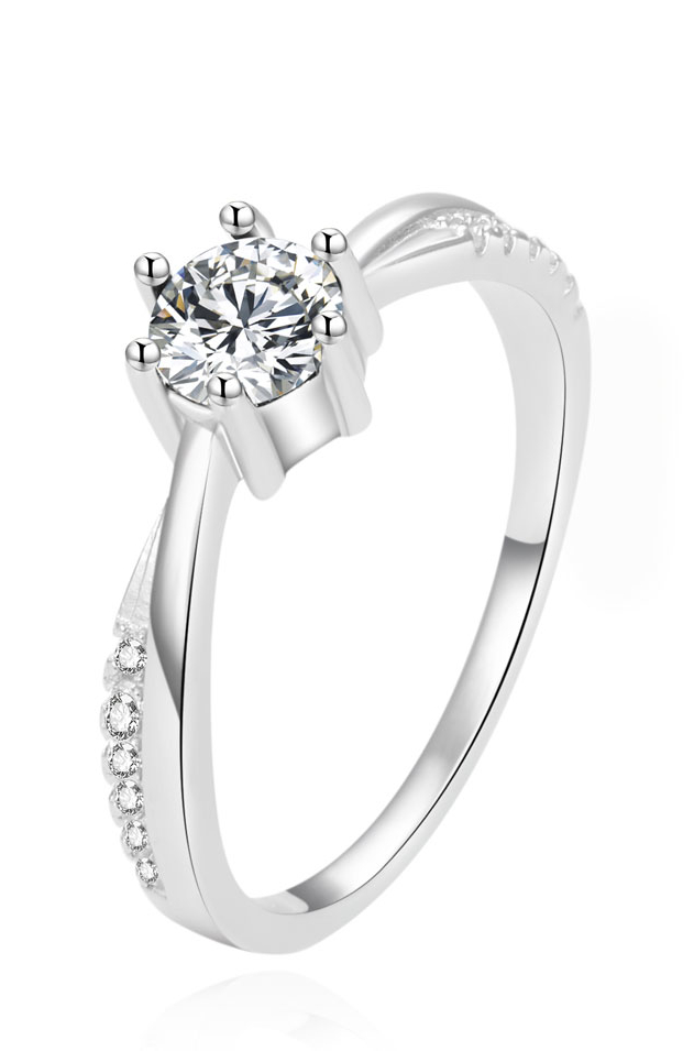Beneto Krásný stříbrný prsten s čirými zirkony AGG304L 60 mm