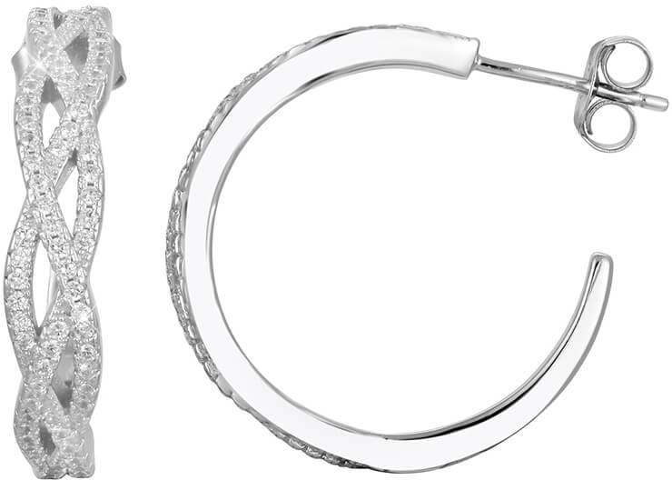 Beneto -  Luxusní stříbrné náušnice kruhy s krystaly AGUP1173