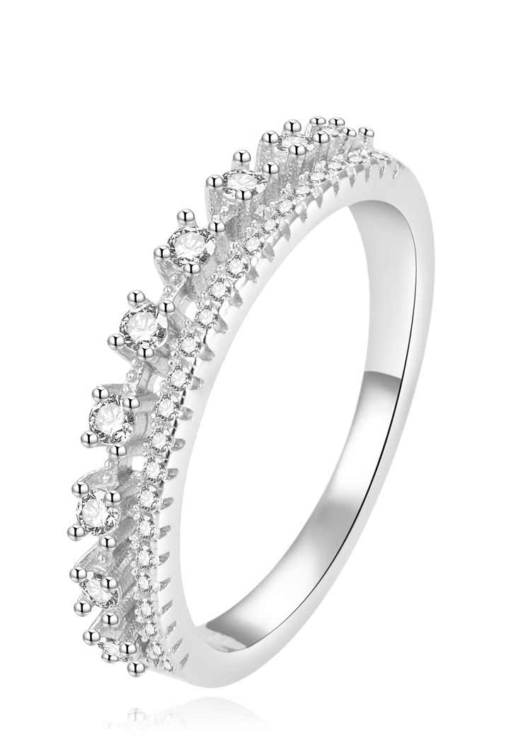 Beneto Luxusní stříbrný prsten s čirými zirkony AGG409 58 mm