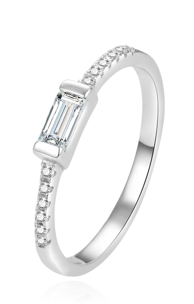 Beneto -  Minimalistický stříbrný prsten se zirkony AGG407 52 mm
