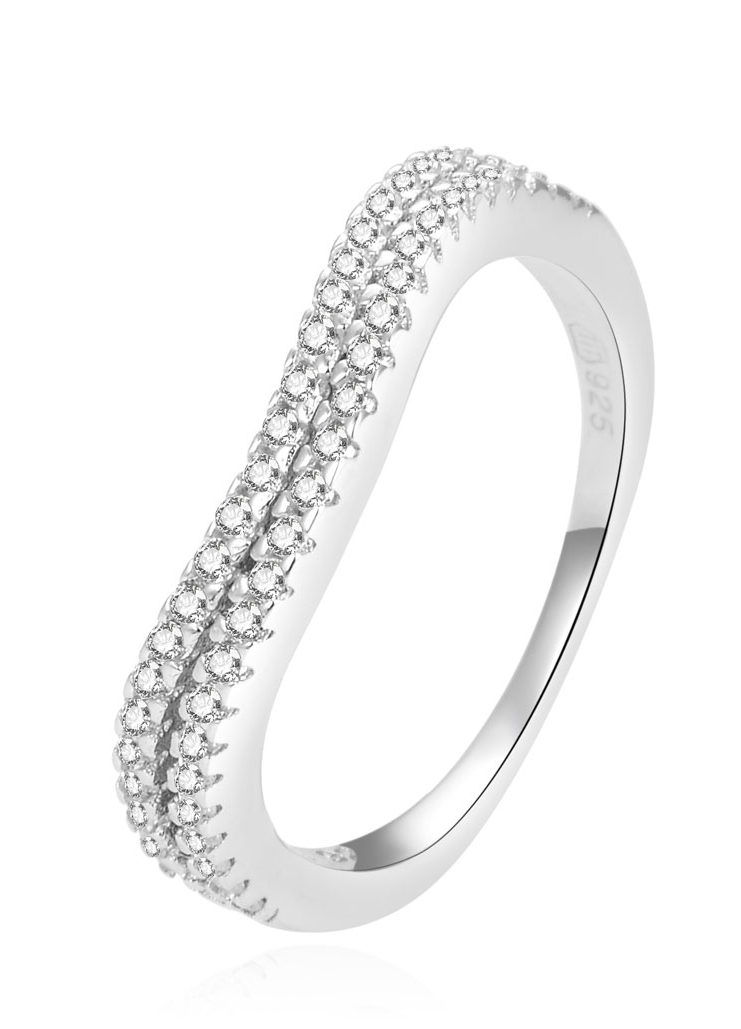 Beneto Moderní stříbrný prsten se zirkony AGG230 58 mm