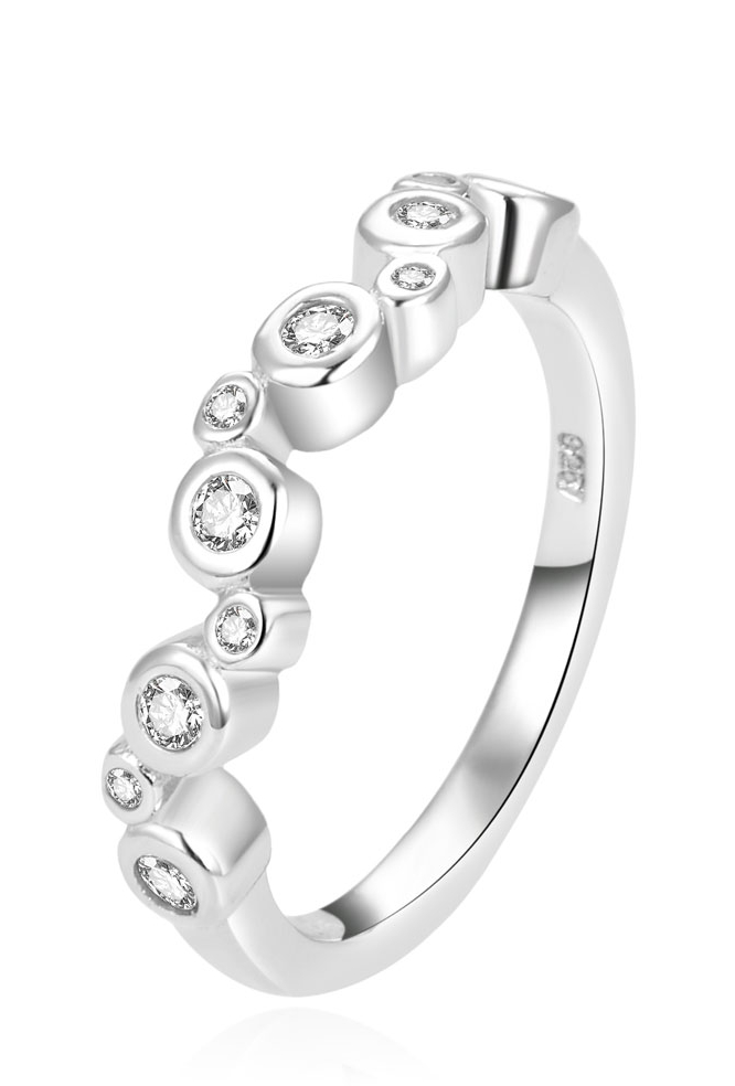 Beneto Moderní stříbrný prsten se zirkony AGG388 58 mm