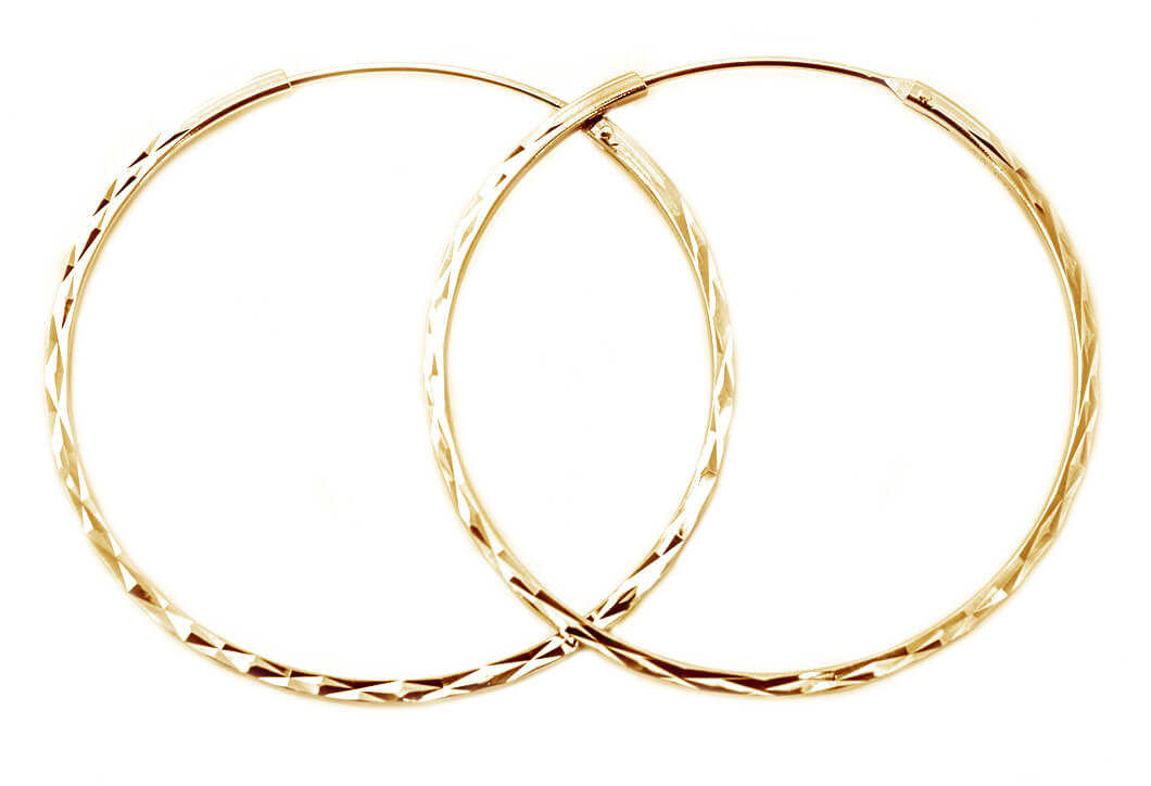 Beneto -  Módní pozlacené kruhové náušnice ze stříbra AGUC2439/SCS-GOLD 4 cm