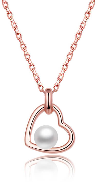 Beneto Pozlacený stříbrný náhrdelník s říční perlou AGS1230/47P-ROSE