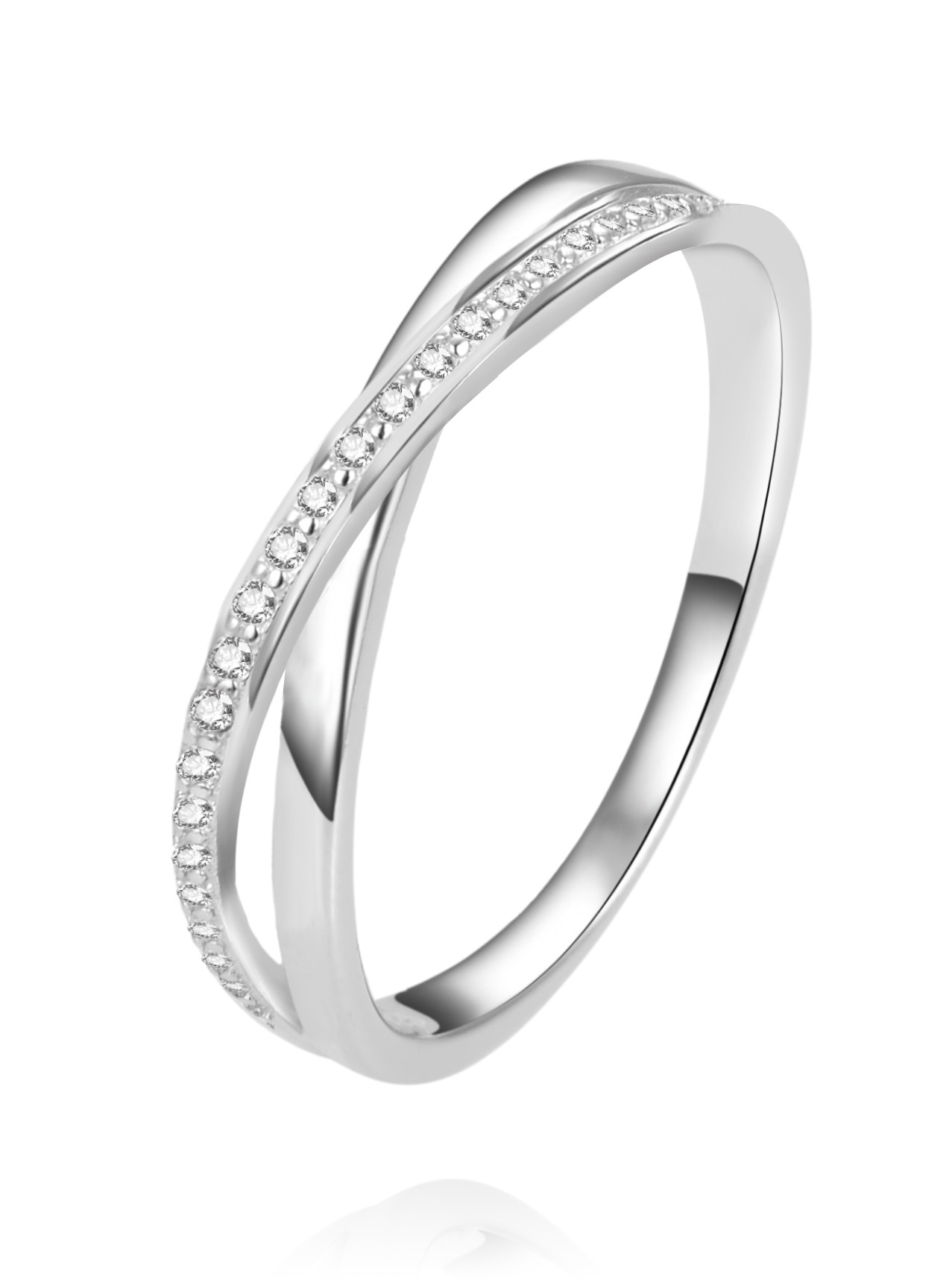 Beneto Půvabný dvojitý prsten ze stříbra se zirkony AGG225_2 58 mm