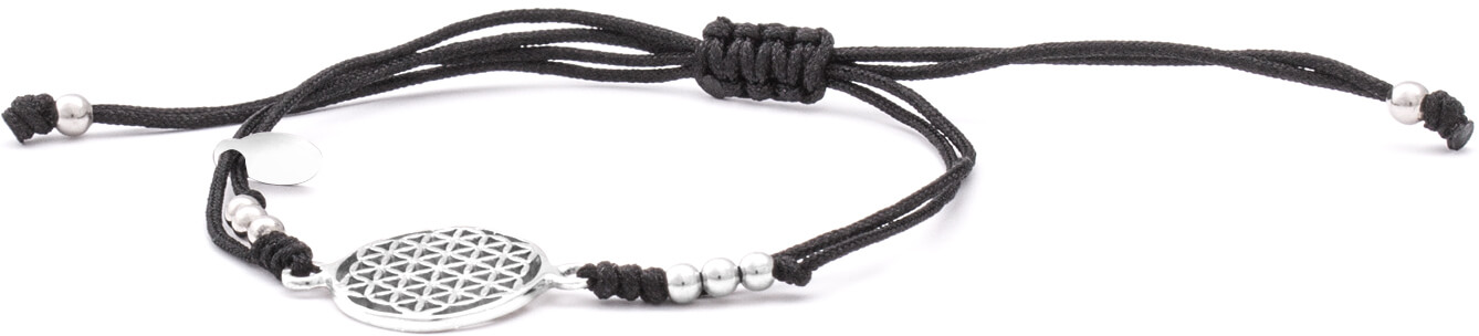 Beneto -  Stylový černý šňůrkový kabala náramek Mandala AGB560