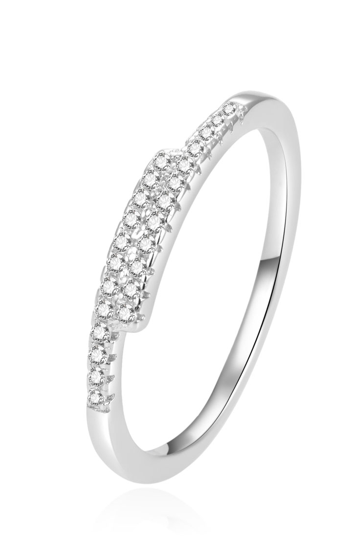 Beneto Třpytivý stříbrný prsten se zirkony AGG259 56 mm