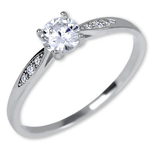 Brilio Něžný dámský prsten z bílého zlata 229 001 00809 07 50 mm