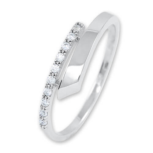 Brilio Nežný dámsky prsteň z bieleho zlata s kryštálmi 229 001 00857 07 61 mm