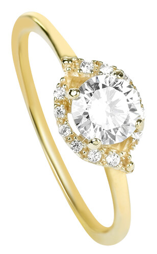 Brilio Okouzlující zásnubní prsten ze žlutého zlata 229 001 00804 53 mm