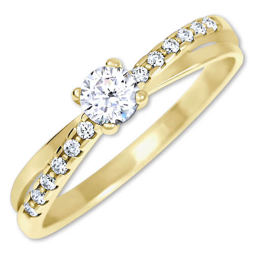 Brilio Půvabný prsten s krystaly ze zlata 229 001 00810 59 mm