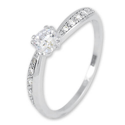 Brilio Třpytivý prsten z bílého zlata s krystaly 229 001 00830 07 51 mm