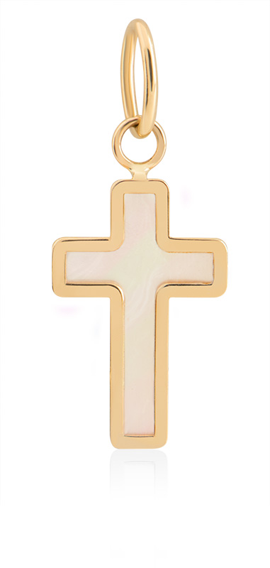 Brilio Zlatý přívěsek Křížek s perletí 14/628.291NC