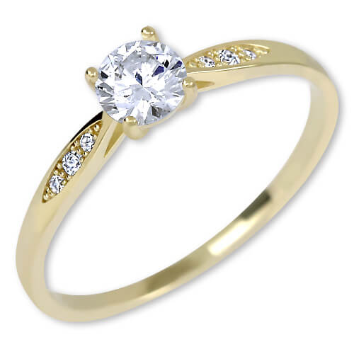 Brilio Zlatý zásnubní prsten s krystaly 229 001 00809 50 mm