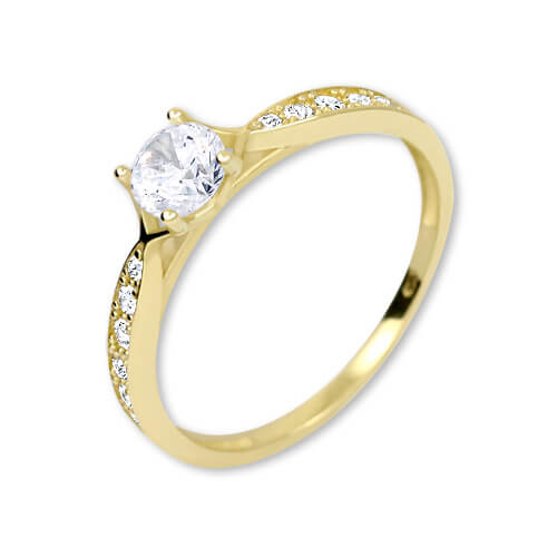 Brilio Zlatý prsteň s kryštálmi 229 001 00753 57 mm
