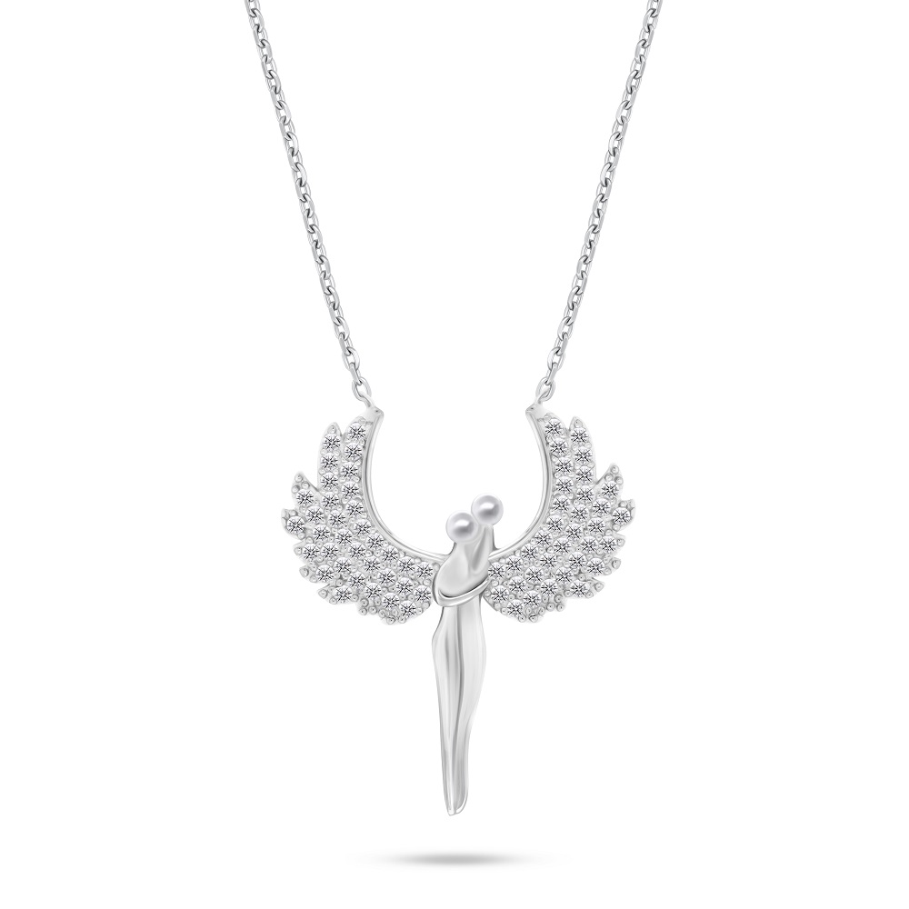 Brilio Silver Blyštivý stříbrný náhrdelník Andělé se zirkony NCL143W
