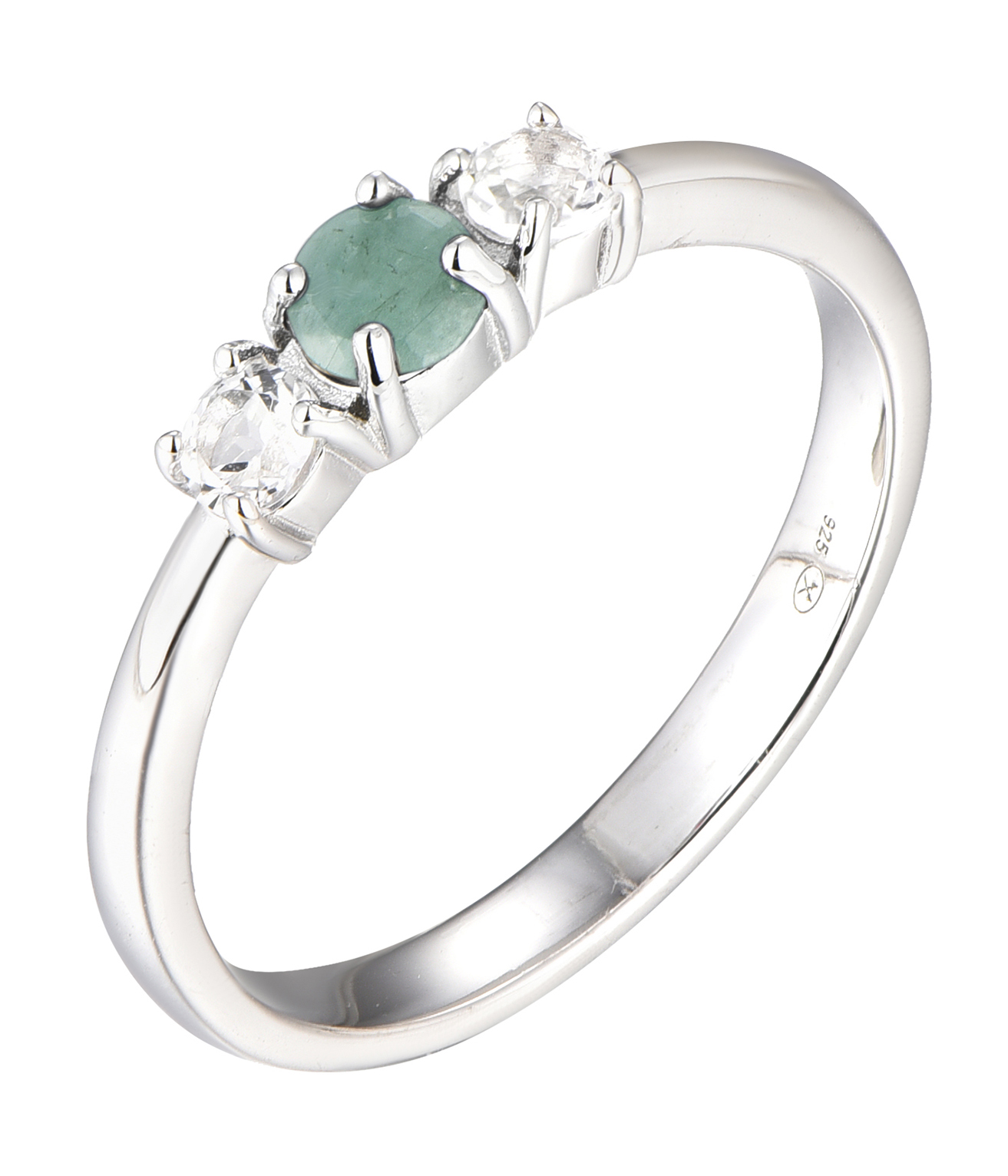 Brilio Silver Blýštivý strieborný prsteň so smaragdom Precious Stone SR09003D 54 mm