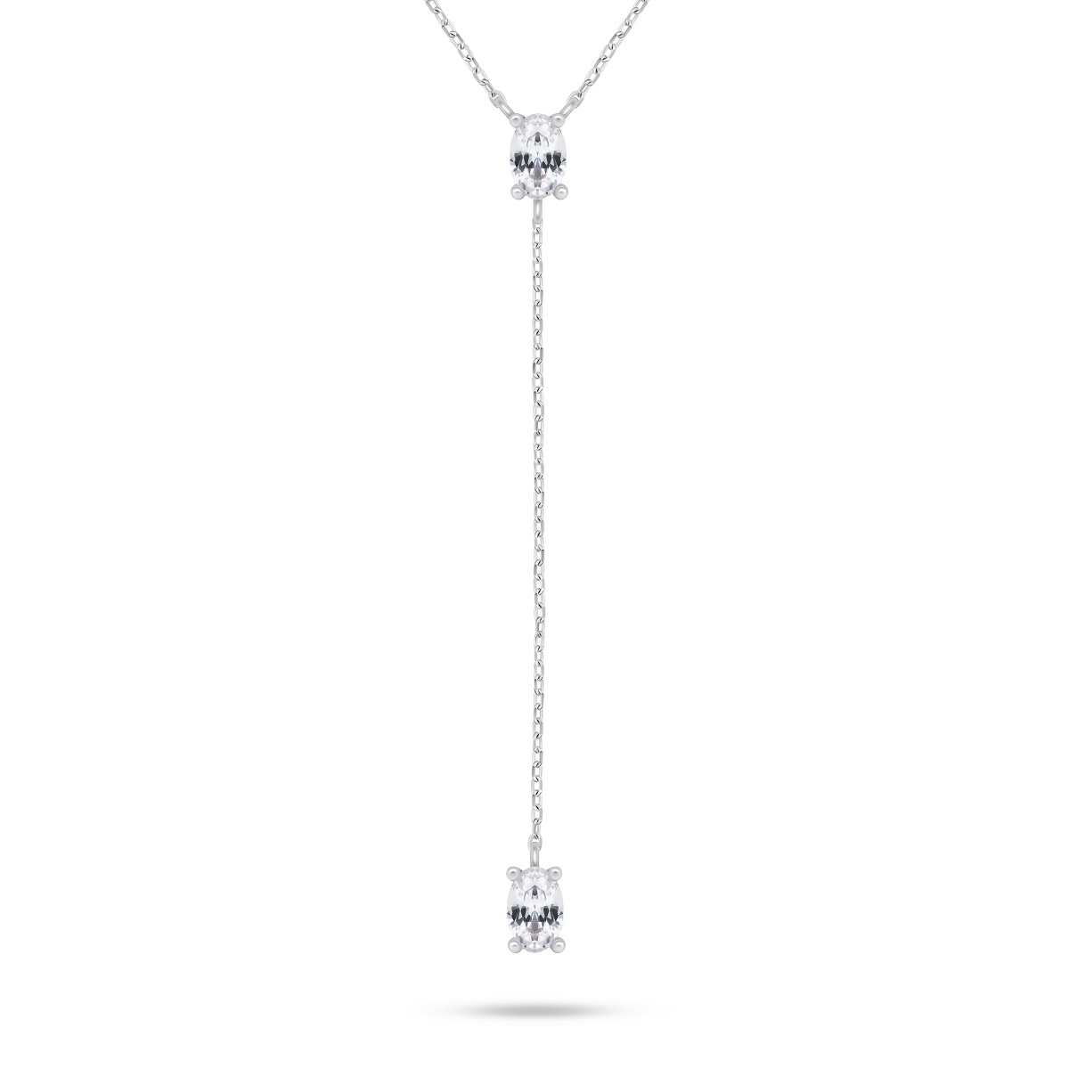Brilio Silver Dlhý strieborný náhrdelník so zirkónmi NCL145W
