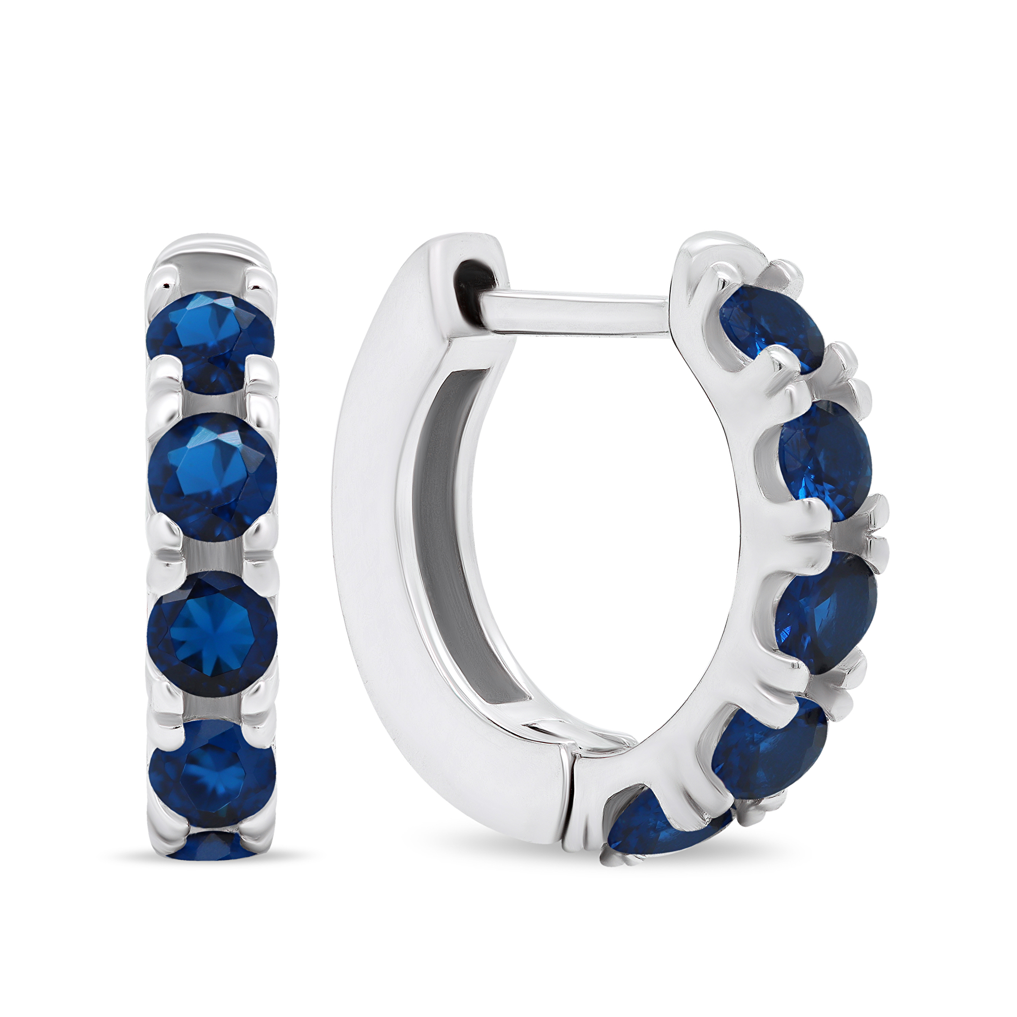 Brilio Silver Drobné strieborné krúžky s modrými zirkónmi EA481WB