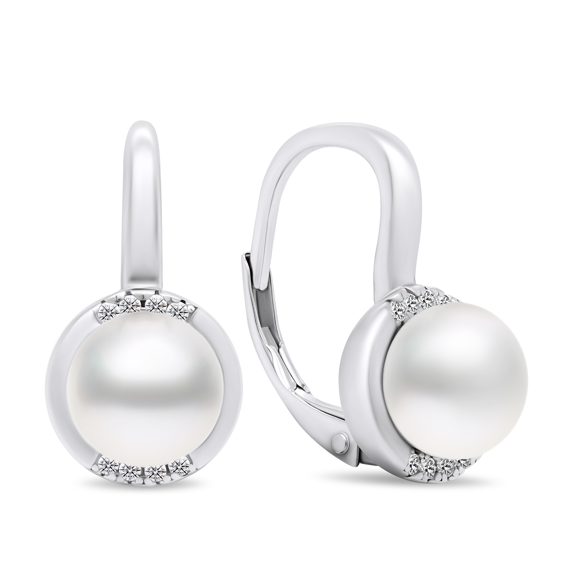 Brilio Silver Elegantné strieborné náušnice s perlami a zirkónmi EA384W