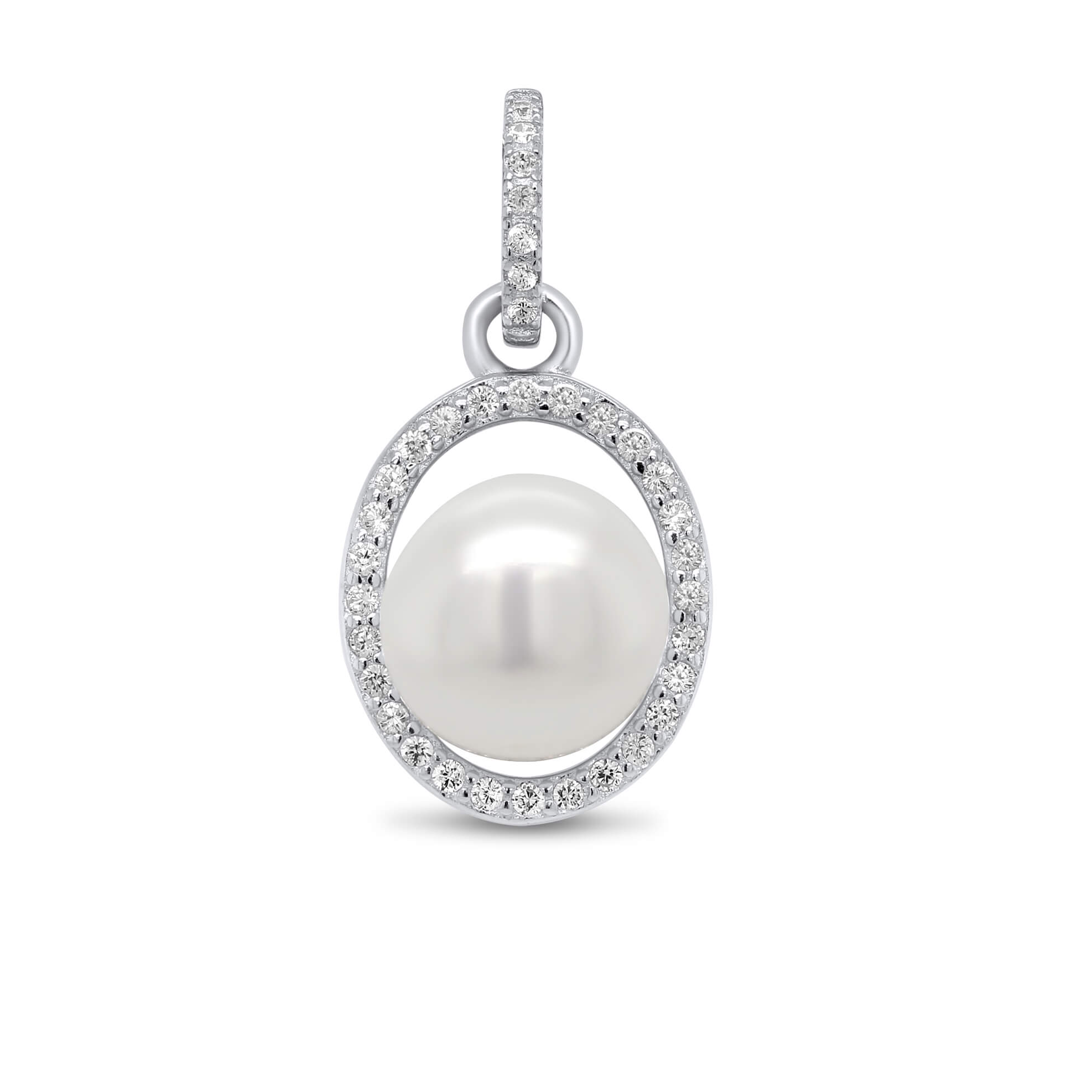 Brilio Silver Elegantný strieborný prívesok so zirkónmi a perlou PT02