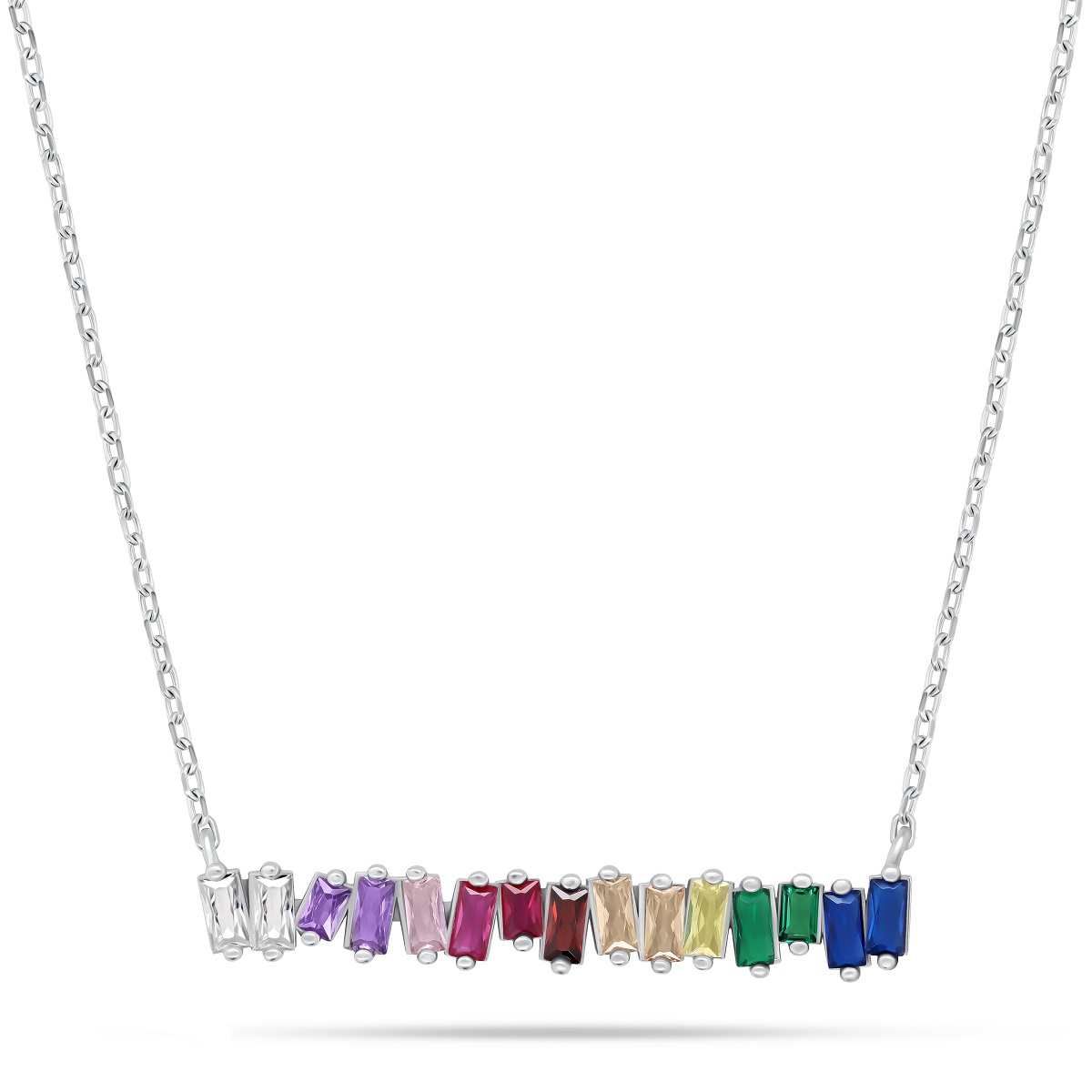 Brilio Silver Hravý strieborný náhrdelník s farebnými zirkónmi NCL148WRBW