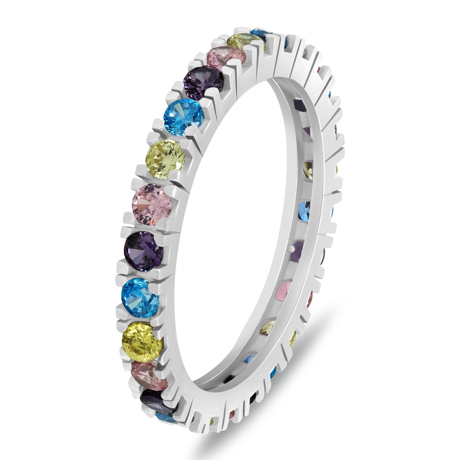Brilio Silver Hravý stříbrný prsten s barevnými zirkony RI116WRBW 50 mm