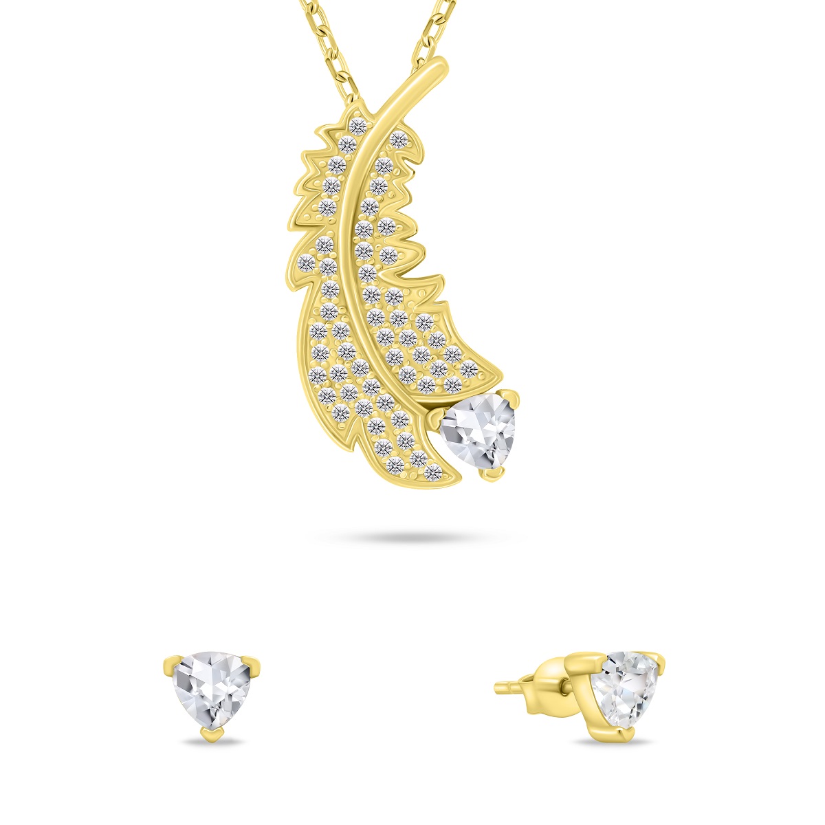 Brilio Silver Jemný pozlátený set šperkov so zirkónmi SET242Y (náušnice, náhrdelník)