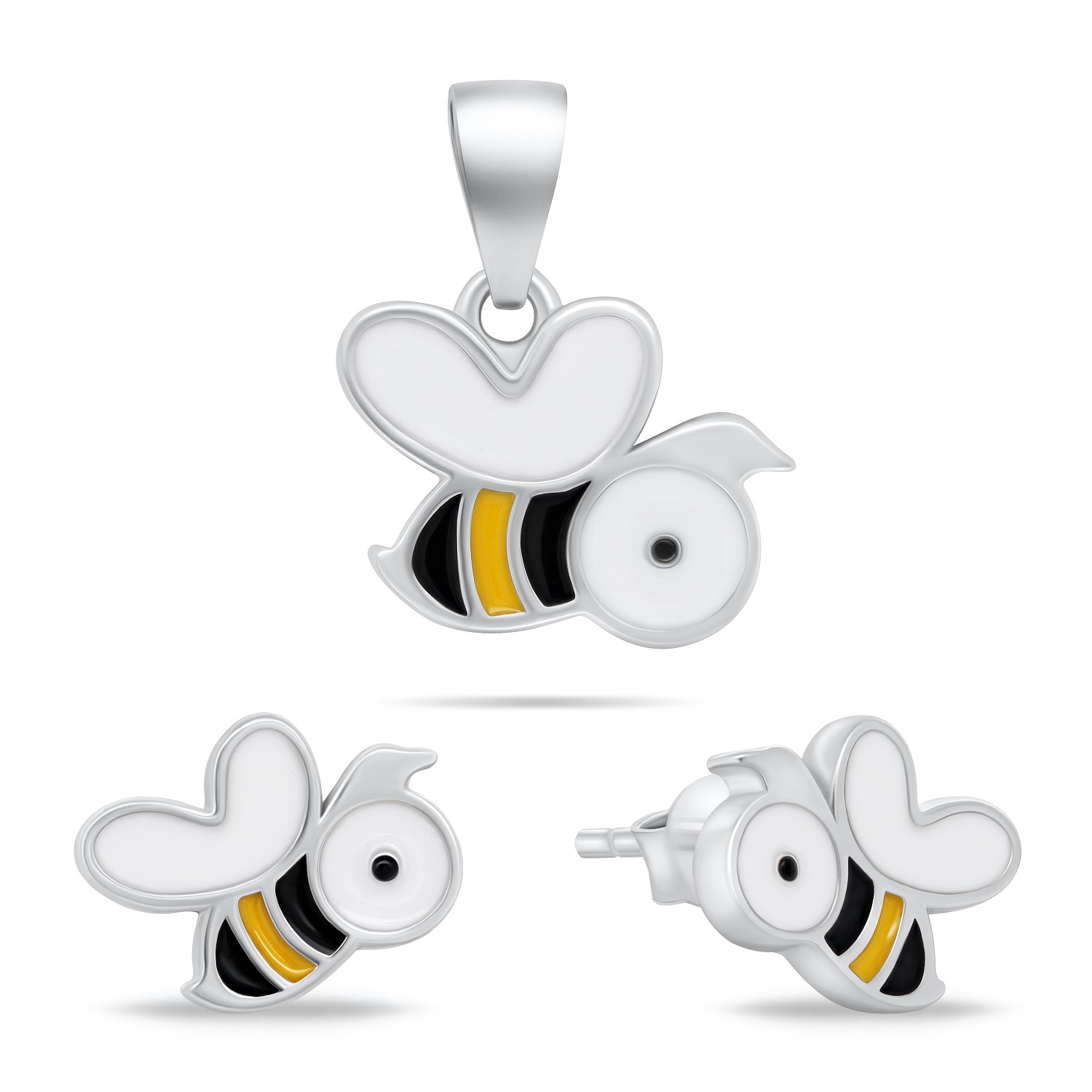 Brilio Silver Krásny strieborný set šperkov so včielkami SET252W (prívesok, náušnice)