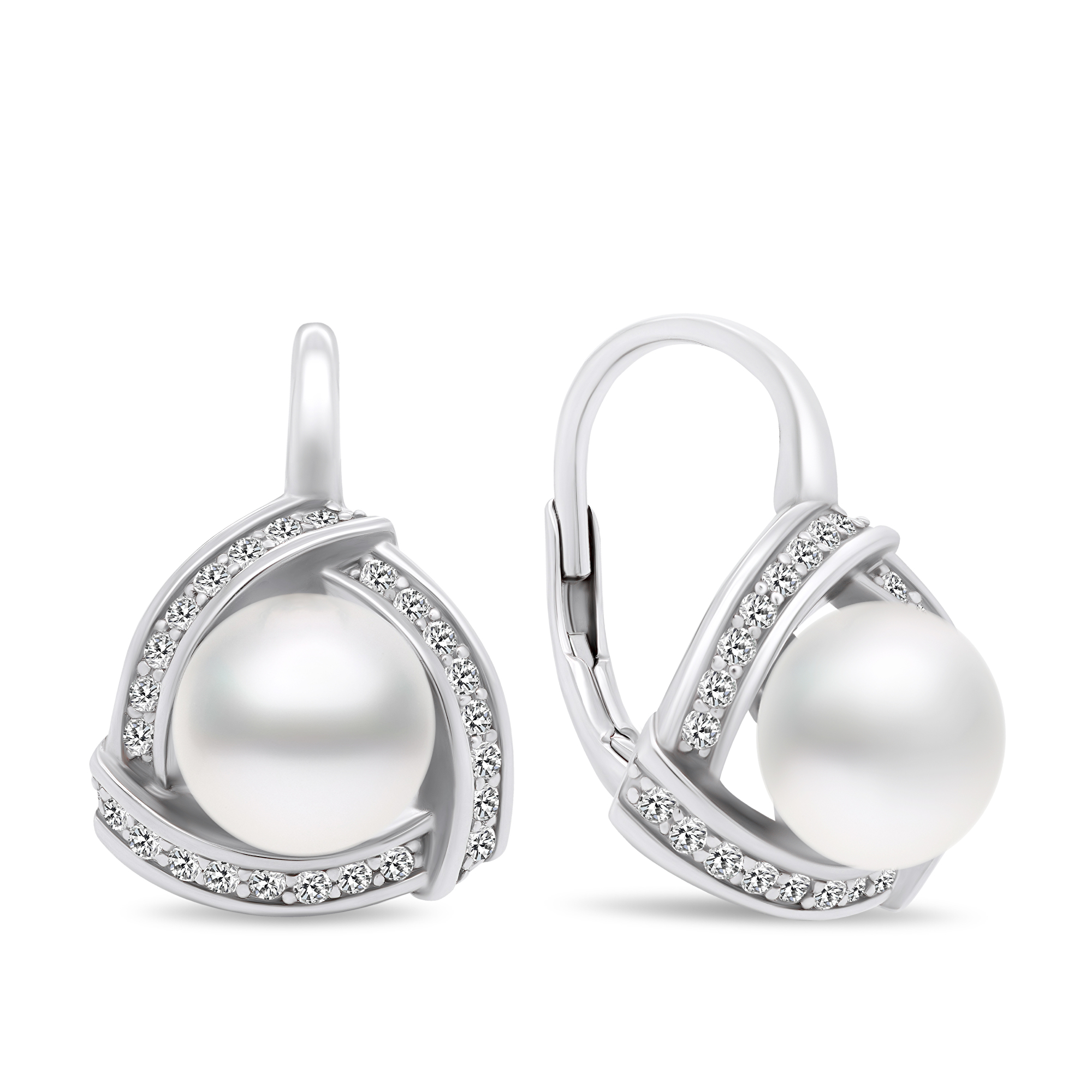 Brilio Silver Luxusné perlové náušnice zo striebra EA393W